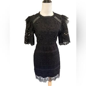 NWT Just Me Black Floral Lace Mini Dress